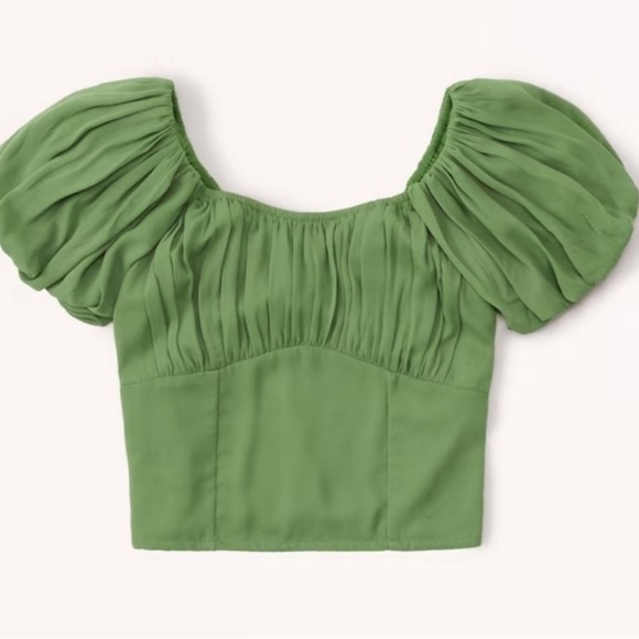 Abercrombie & Fitch Tops - Abercrombie & Fitch Green Puff Sleeve Top Large